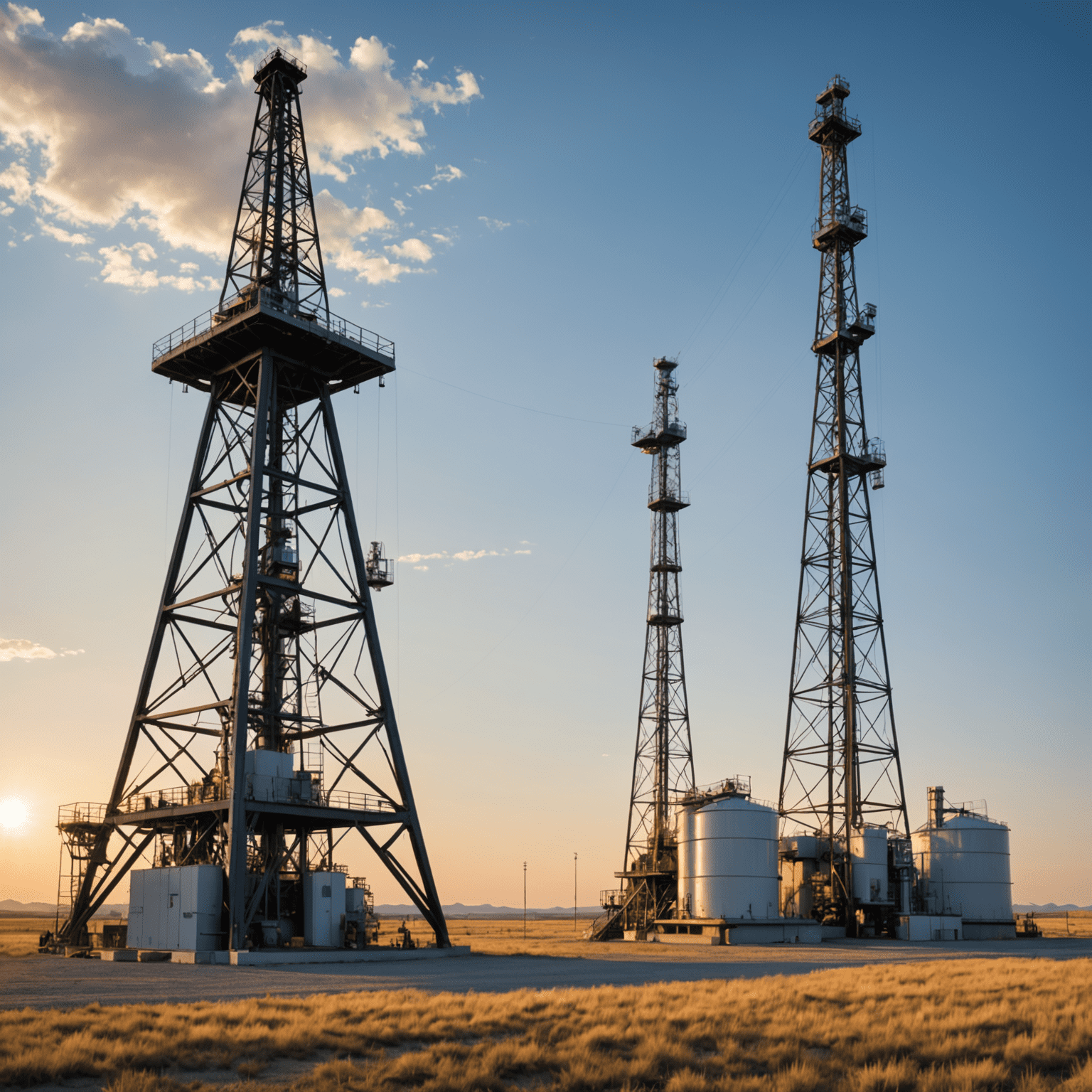 Split-screen image: Left side shows traditional oil derrick, right side displays modern clean energy technology integrated with oil production, illustrating the industry's evolution