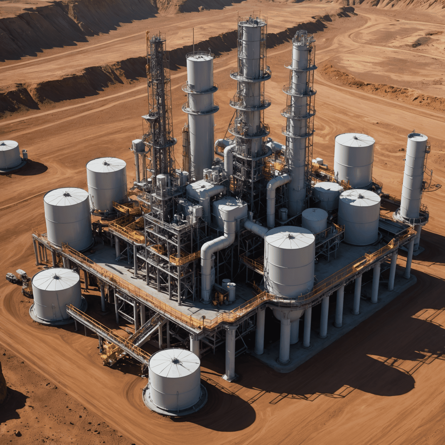 Futuristic 3D rendering of advanced oil extraction technology, featuring SAGD equipment and solvent-assisted extraction methods