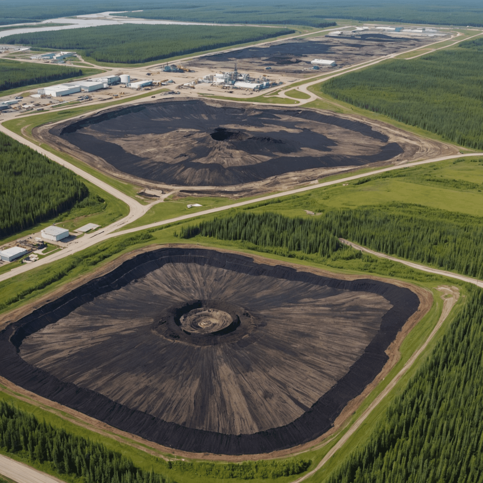 Before and after images of land reclamation efforts in Canadian oil sands